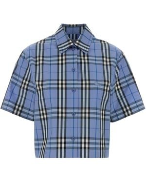 Burberry Embroidered Cotton Shirt - Blue