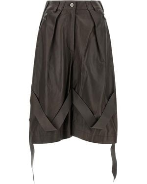 The Attico Leather Bermuda Shorts - Gray