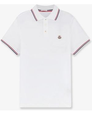Moncler Cotton Polo Shirt With Logo Patch - White
