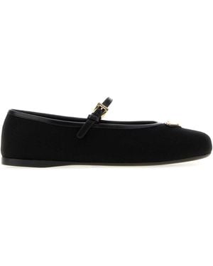 Prada Logo Ballet Flats - Black