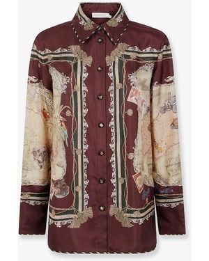 Zimmermann Valiant Silk Twill Shirt - Brown