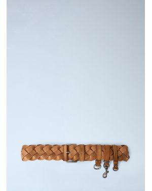 Miu Miu Braided Leather Belt With Hook Attachments - Blue
