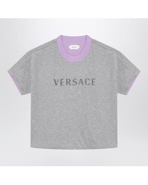 Versace Reversible/Lilac Cotton Jersey T-Shirt - Gray
