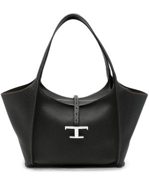 Tod's T Timeless Small Leather Shopping Bag - Black