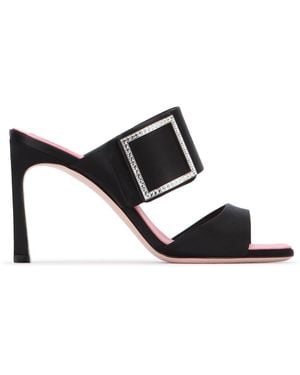 Roger Vivier Trompette Strass Strap Mule 85 - Black