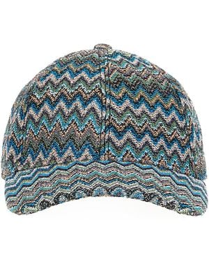 Missoni Zigzag-Knit Baseball Cap - Blue