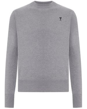 Ami Paris Crewneck Sweater Ami De Coeur - Gray