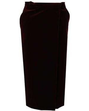 Saint Laurent Wrap Midi Skirt - Black