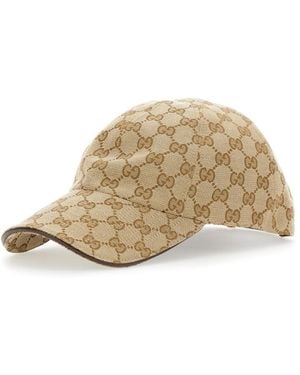 Gucci Hat With All-Over Gg Motif - Natural