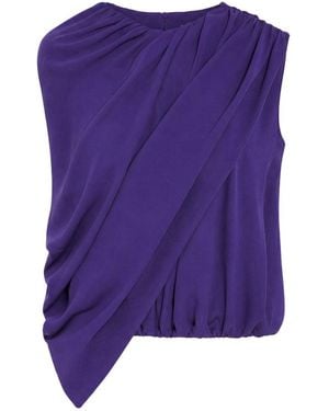 Balenciaga Silk Cady Cape Top - Purple