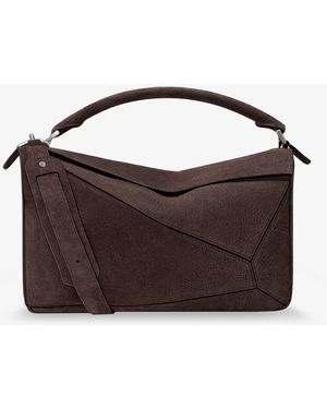 Loewe Puzzle Large Nubuck Bag - Brown