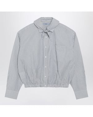 Prada Sand-Colored Check Cotton Shirt With Scarf - Gray