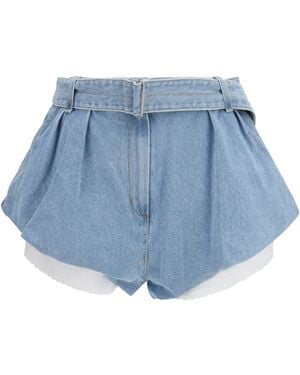 Magda Butrym Flared Denim Shorts With Undershorts - Blue