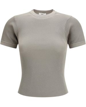 Rier Short-Sleeve Ribbed T-Shirt - Gray