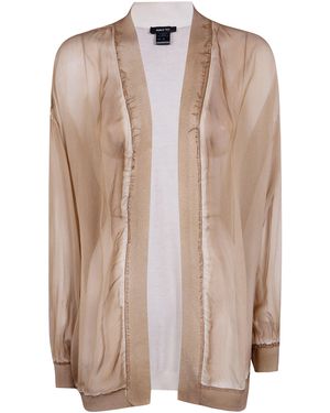 Avant Toi Hand Painted Chiffon Cardigan With Pure Silk Fine Back And Edges - Natural