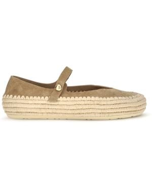 Loewe Rio Suede And Raffia Mary Jane Espadrillas - Natural