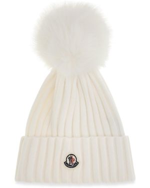 Moncler Wool Hat With Pon Pon - White