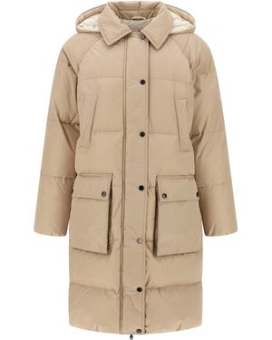 Brunello Cucinelli 'Shiny Zipper Pull' Down Jacket - Natural
