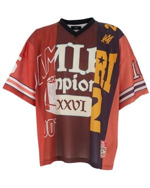 Amiri T-Shirt With Maxi Graphic Print And V Neck - Red