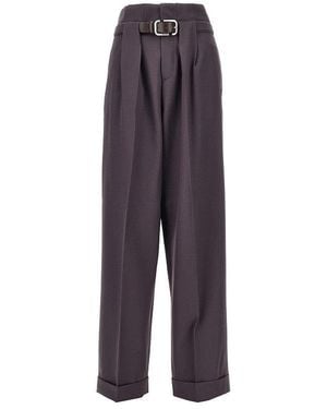 The Attico Gabardine Pants With Belt - Purple