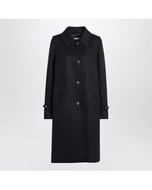 Prada Single-Breasted Wool Coat - Black