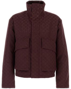 Gucci Burgundy GG Fabric Padded Jacket - Purple
