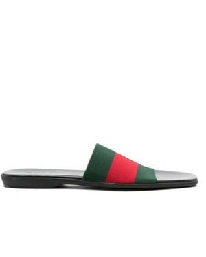 Gucci Web Detail Flat Sandals - White