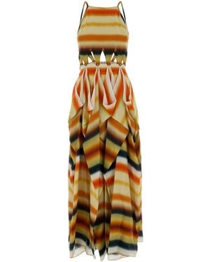 Loewe Paula's Ibiza Printed Crepe Paula S Ibiza Dress - Metallic