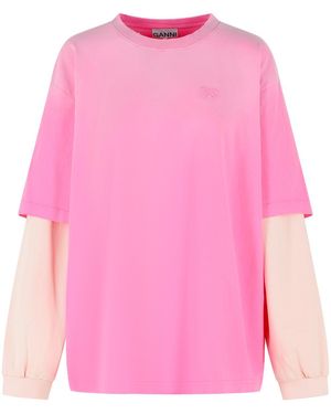 Ganni Cotton T-Shirt - Pink