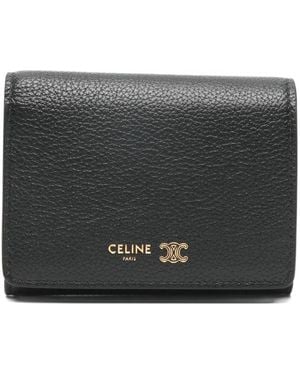 Celine Triomphe Stamp Leather Wallet - Gray