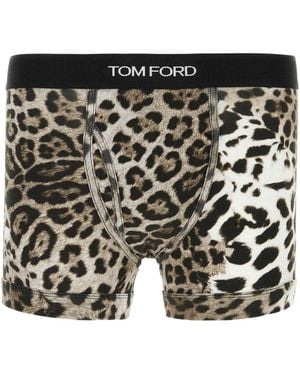 Tom Ford Printed Stretch Cotton Boxer - Black
