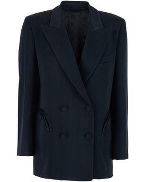 Blazé Milano Double-Breasted Jacket With Peak Lapels - Blue