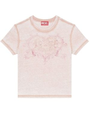 DIESEL Logo Cotton Blend T-Shirt - Pink