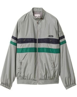 Miu Miu Tech Silk Blouson Jacket - Gray
