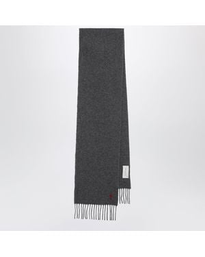 Ami Paris Dark Ami De Coeur Wool Scarf - Gray