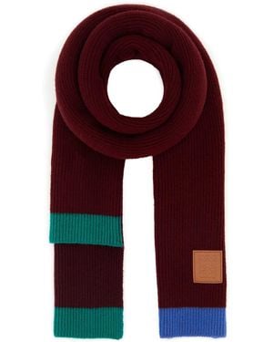 Loewe Burgundy Wool Scarf - Purple