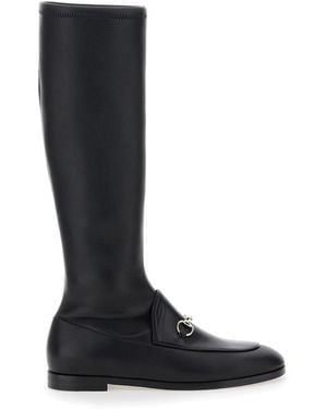 Gucci 'Jordaan' Boots With Horsebit On The Front And Side Zip Closure - Black