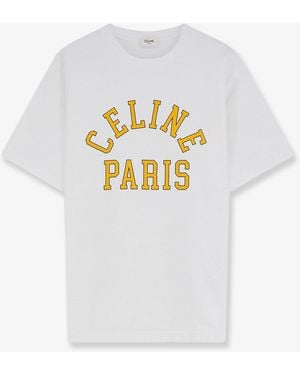 Celine Cotton T-Shirt With Front Logo Print - White