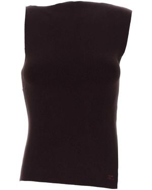 Courreges Aubergine Viscose Blend Tank Top - Black