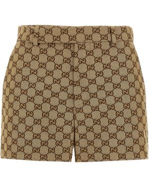 Gucci Gg Supreme Fabric Shorts - Natural