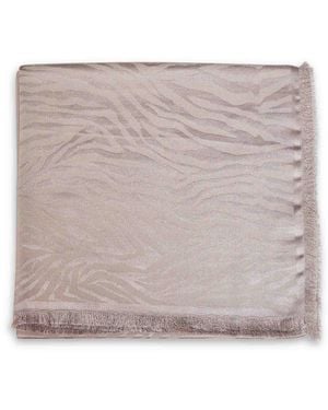 Fendi Silk Taupe Tiger Animalier Silk And Cashmere Jacquard Stole - Gray