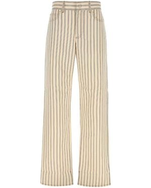 Fendi Embroidered Cotton Pant - Natural