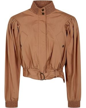 Chloé Cropped Bomber Jacket - Brown