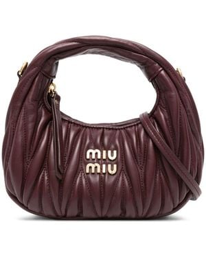Miu Miu Wander Mini Leather Hobo Bag - Purple