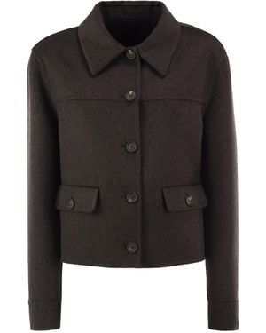 Brunello Cucinelli Cropped Cashmere Jacket With Monili Detail - Black