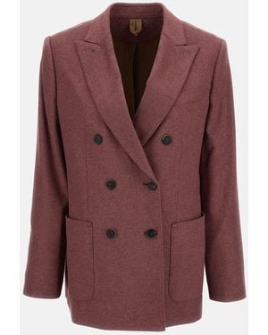 Max Mara Double-Breasted Silk And Cashmere Tailored Jacket - Brown