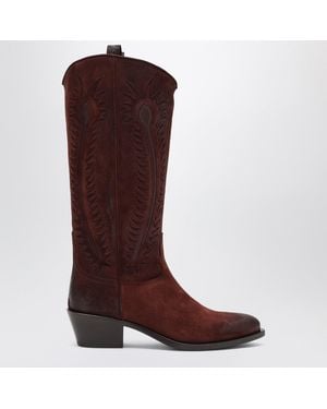 Sartore Suede Frida Western Boot - Brown