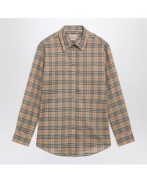 Burberry Cotton Shirt With Check Pattern - Brown