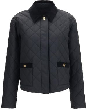 Ferragamo Padded Jacket With Gancini Buckles - Black