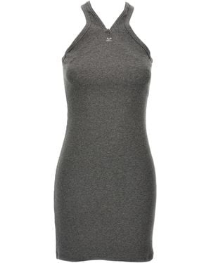 Courreges Cotton Short Dress - Gray